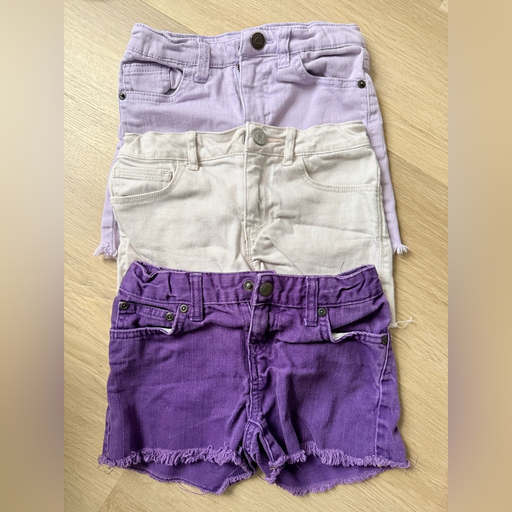 Kids Short Jeans - Purple and Cream 6/7